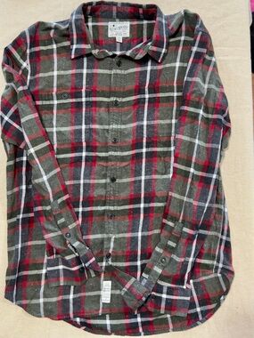 Lucky Brand Men's Plaid Button-Down Shirt in Olive, Red & Black